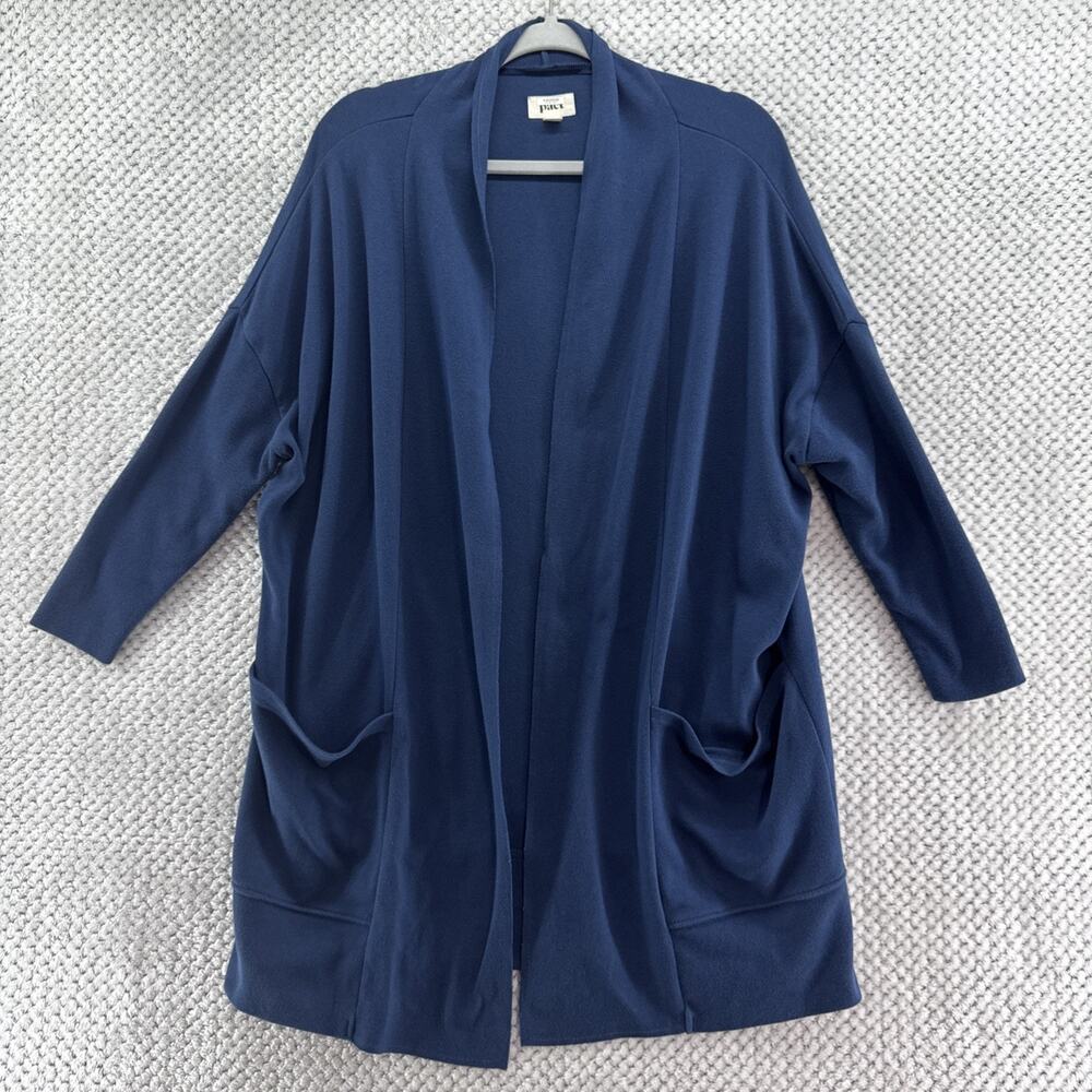 Pact Cardigan Womens XS/S Blue Cotton Open Front Long Dolman Sleeve Pockets Cozy